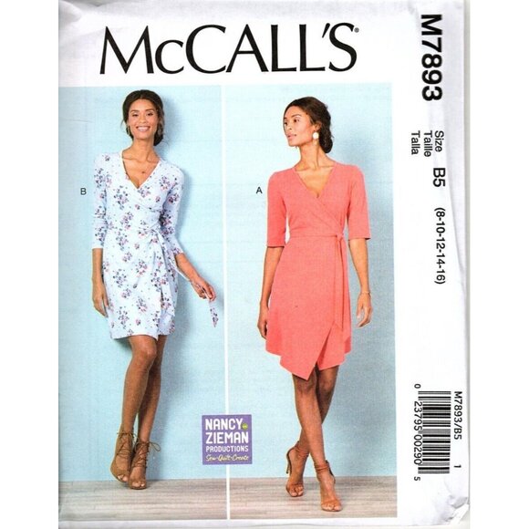 McCall's M7893 Misses 8 to 16 Nancy Zieman Wrap Dress Sewing Pattern New - Picture 1 of 2